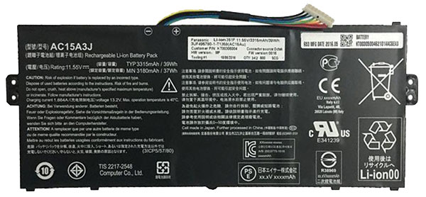 OEM Laptop Battery Replacement for  acer AC15A3J