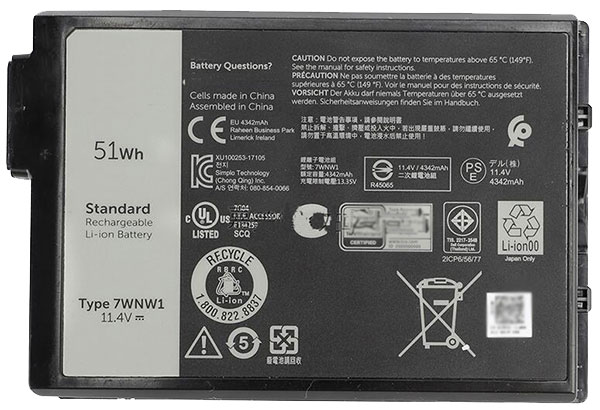 OEM Laptop Battery Replacement for  dell 7WNW1